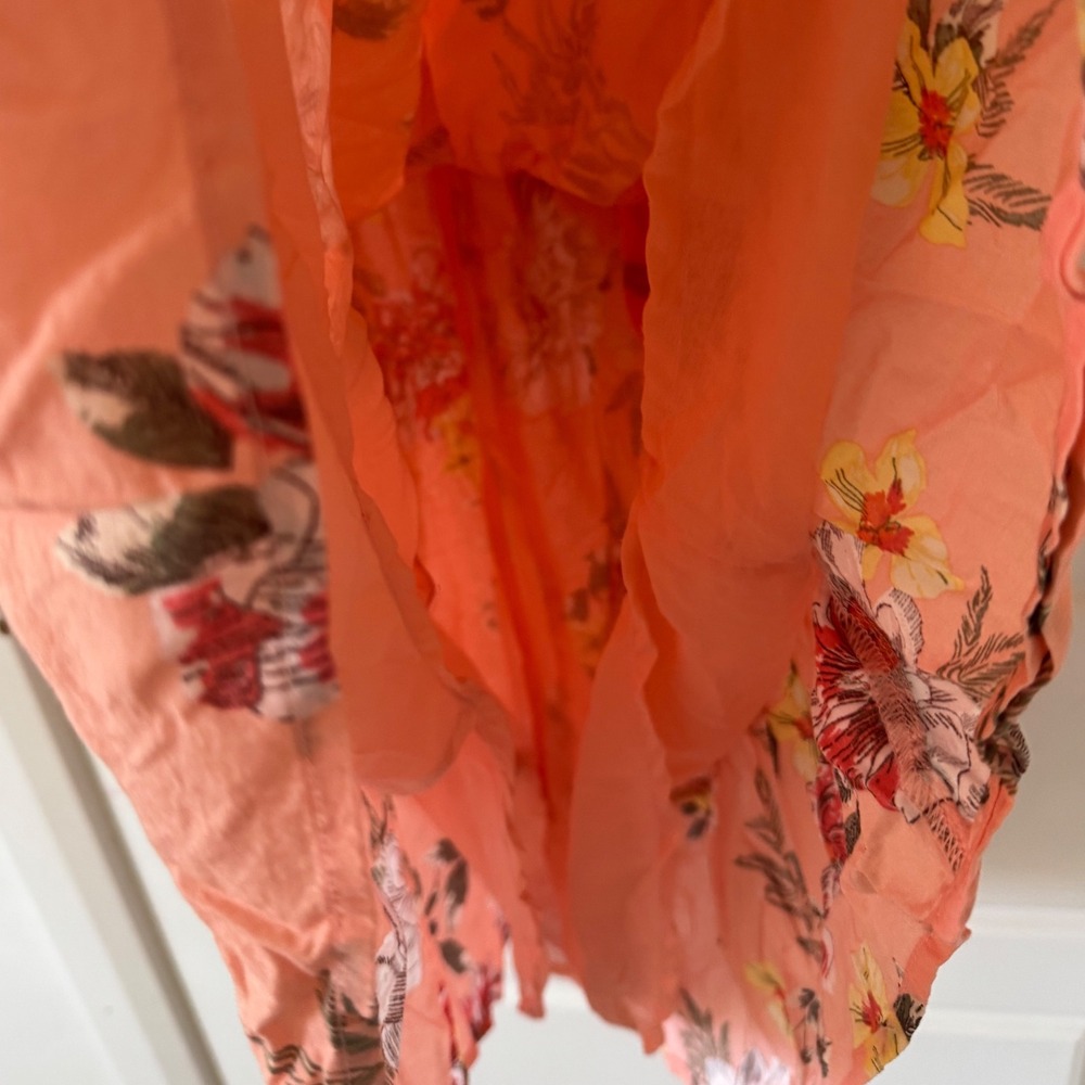 Maurices sz L Pink Floral Tassle Rutched Waist Sundress Boho Western Feminine - Picture 4 of 8